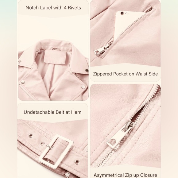 NWT BELLIVERA Faux Leather Asymmetrical Moto Jacket - Picture 6 of 13